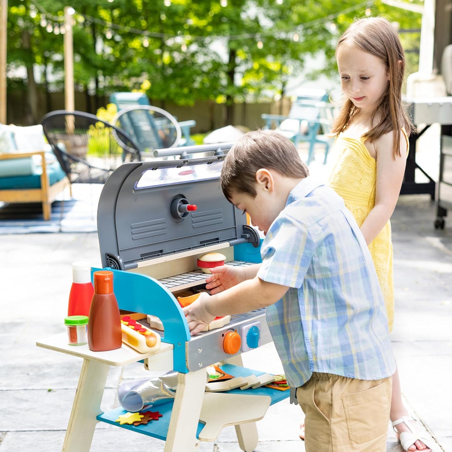 Melissa & Doug Melissa Doug Wooden Deluxe Barbecue Grill Smoker and Pizza Oven Play Food