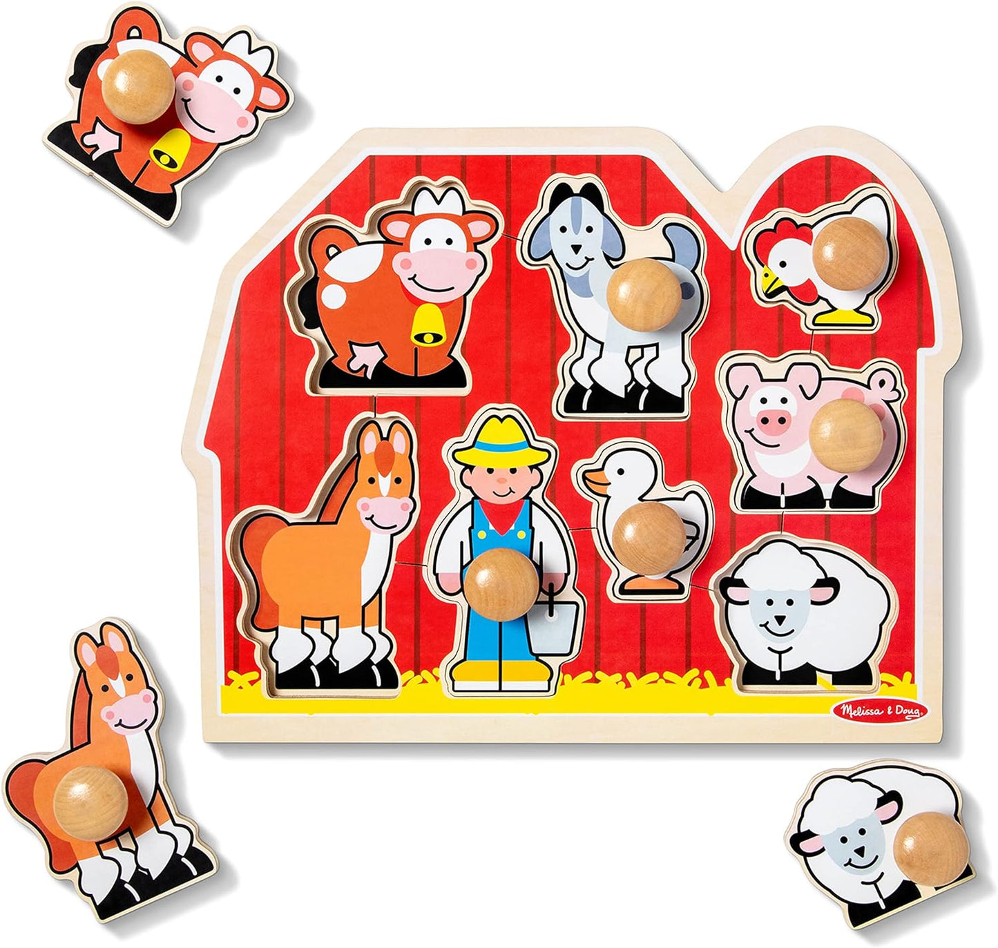 Melissa & Doug Melissa Doug Farm Animals Jumbo Knob Wooden Puzzle