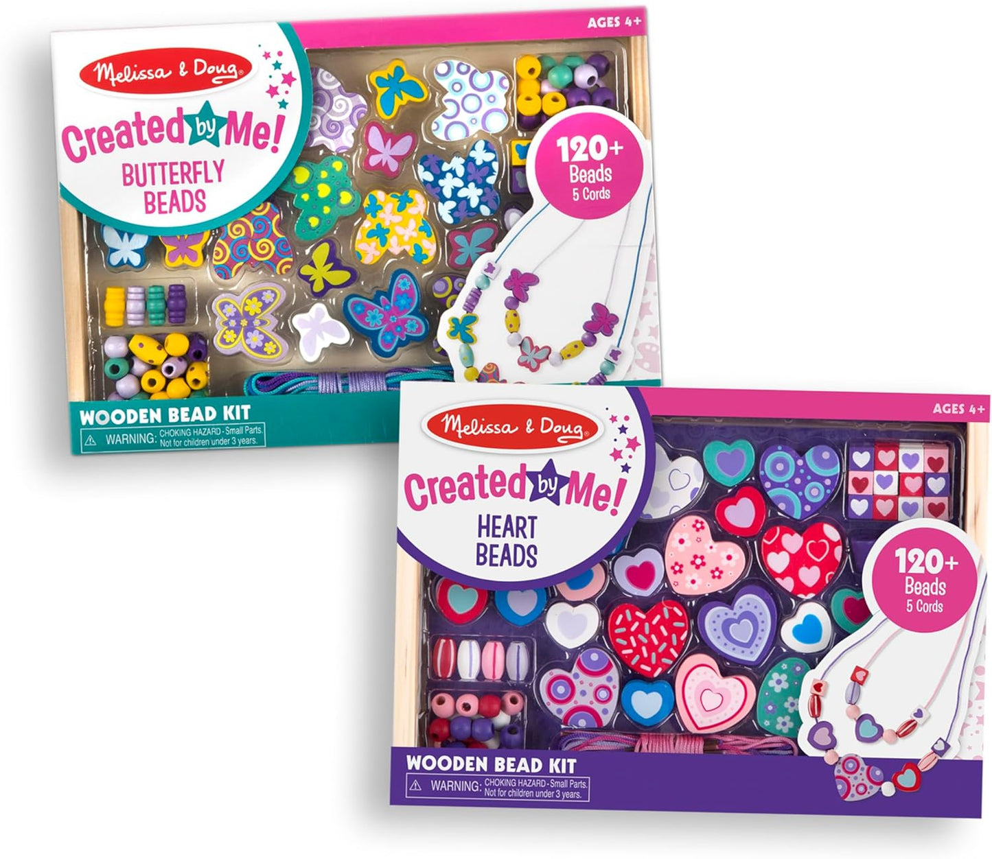 Melissa & Doug Melissa Doug Sweet Hearts and Butterfly Friends Bead Set of 2 - 250 Wooden