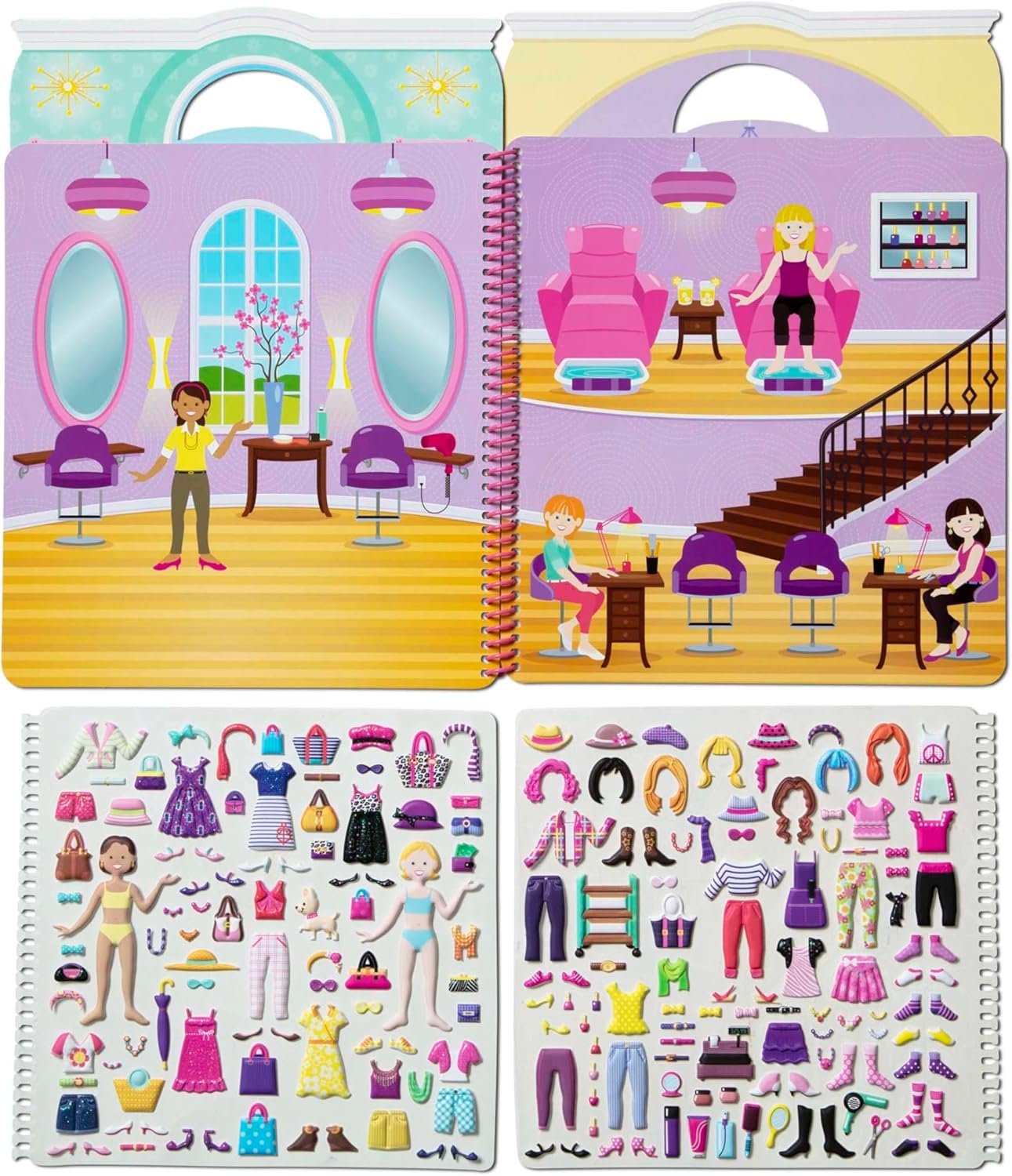 Melissa & Doug Melissa Doug Puffy Sticker Activity Book Day of Glamour - 196 Reusable -