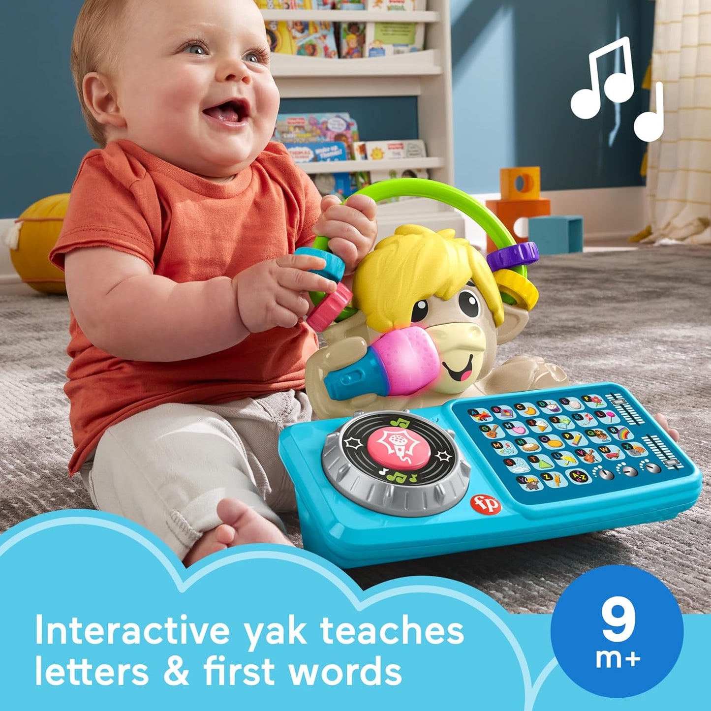 Fisher-Price Baby Learning Toy Link Squad A to Z Yak with Interactive Music Lights for