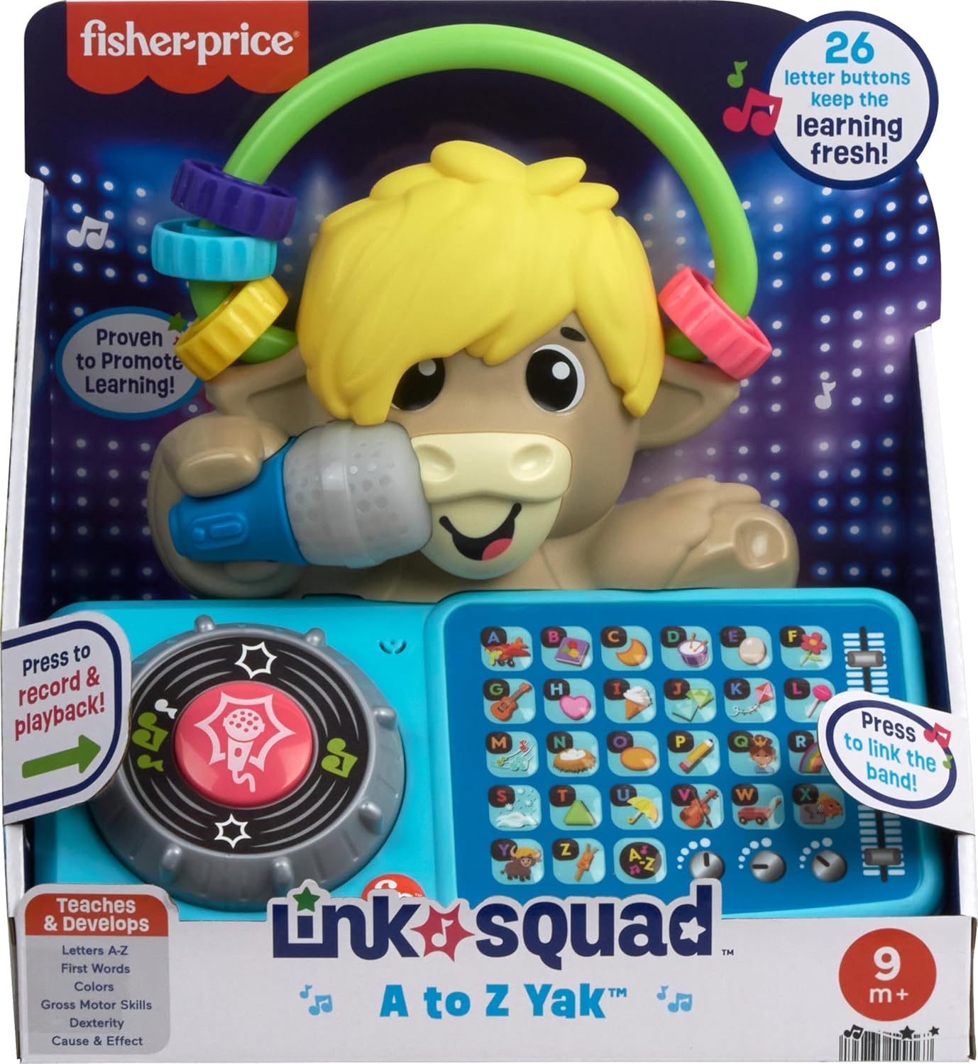 Fisher-Price Baby Learning Toy Link Squad A to Z Yak with Interactive Music Lights for