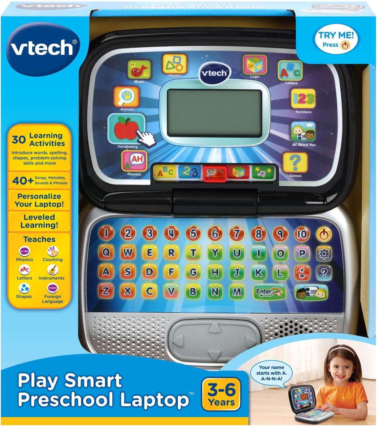 VTech Play Smart Preschool Laptop Black