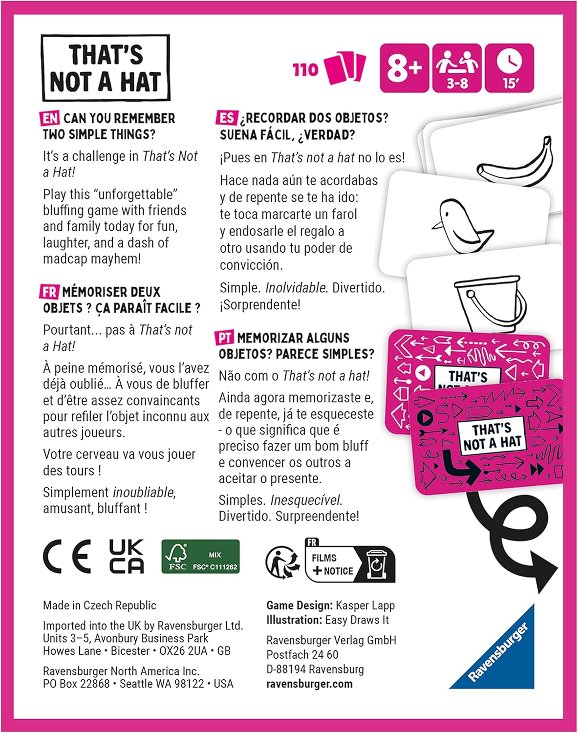 Ravensburger That's Not A Hat - Fun Bluffing Memory Party Game for All Ages Components