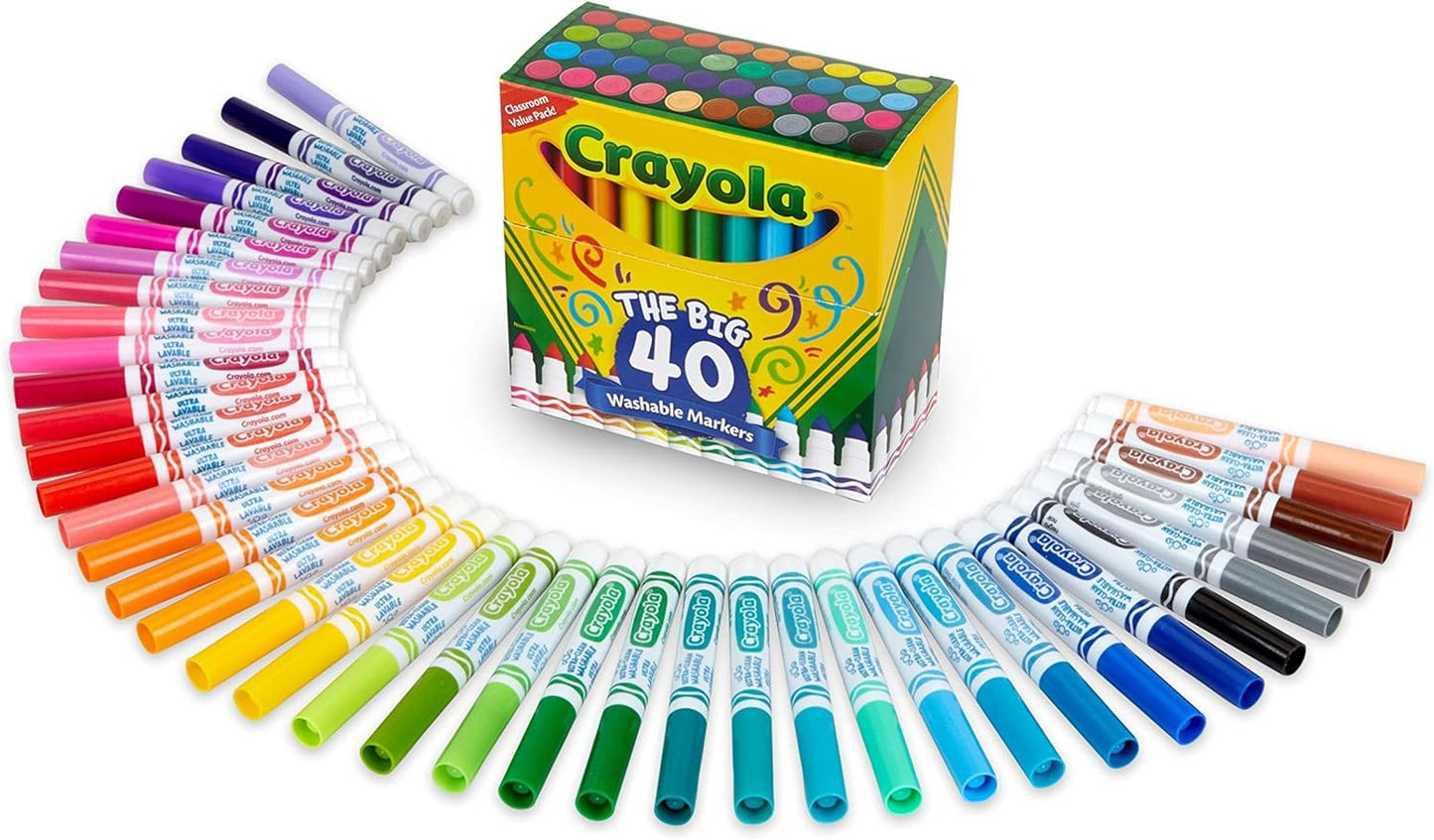 Crayola Ultra Clean Washable Markers A" 40-Count Set for Kids – 40