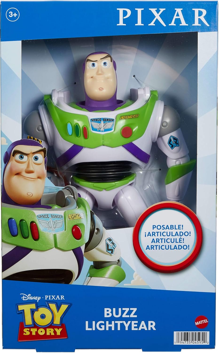 Mattel Disney Pixar Toy Story Large Action Figure Posable Buzz Lightyear in Spacesuit