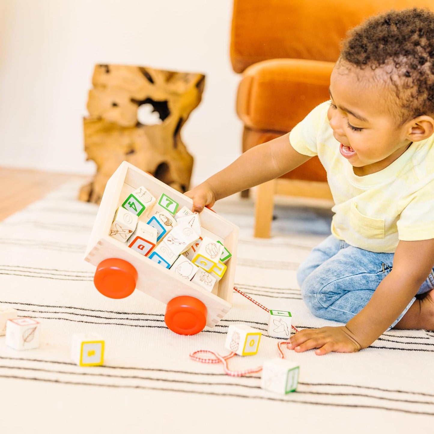 Melissa & Doug Melissa Doug Classic ABC Wooden Block Cart Educational Toy With 30 1-Inch