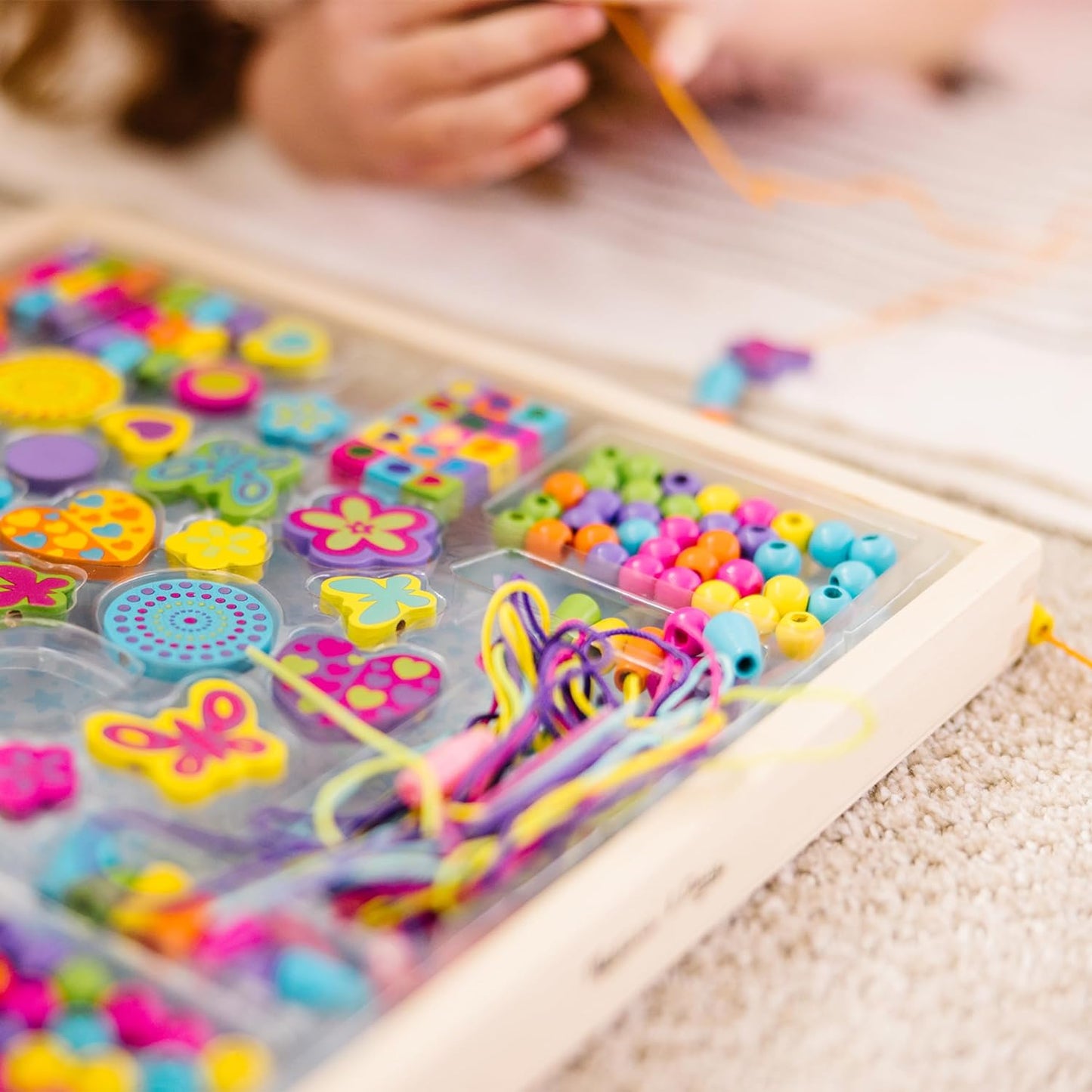 Melissa & Doug Bead Bouquet Set A" 220+ Wooden Beads for Jewelry Making – 220