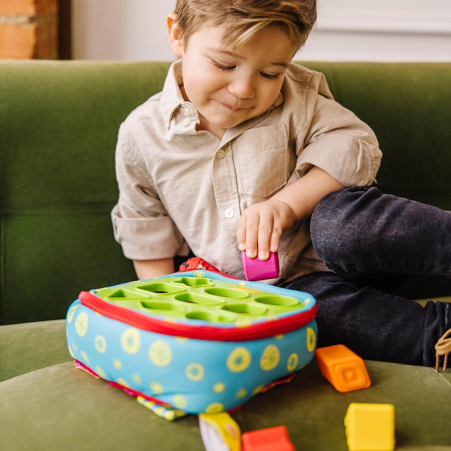 Melissa & Doug Melissa Doug K's Take-Along Shape Sorter Baby Toy with 2-Sided Activity