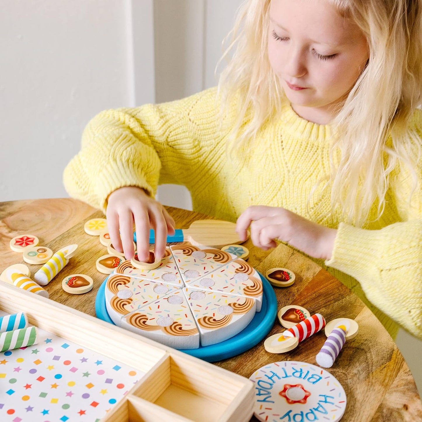 Melissa & Doug Melissa Doug Birthday Party Cake - Wooden Play Food With Mix-n-Match