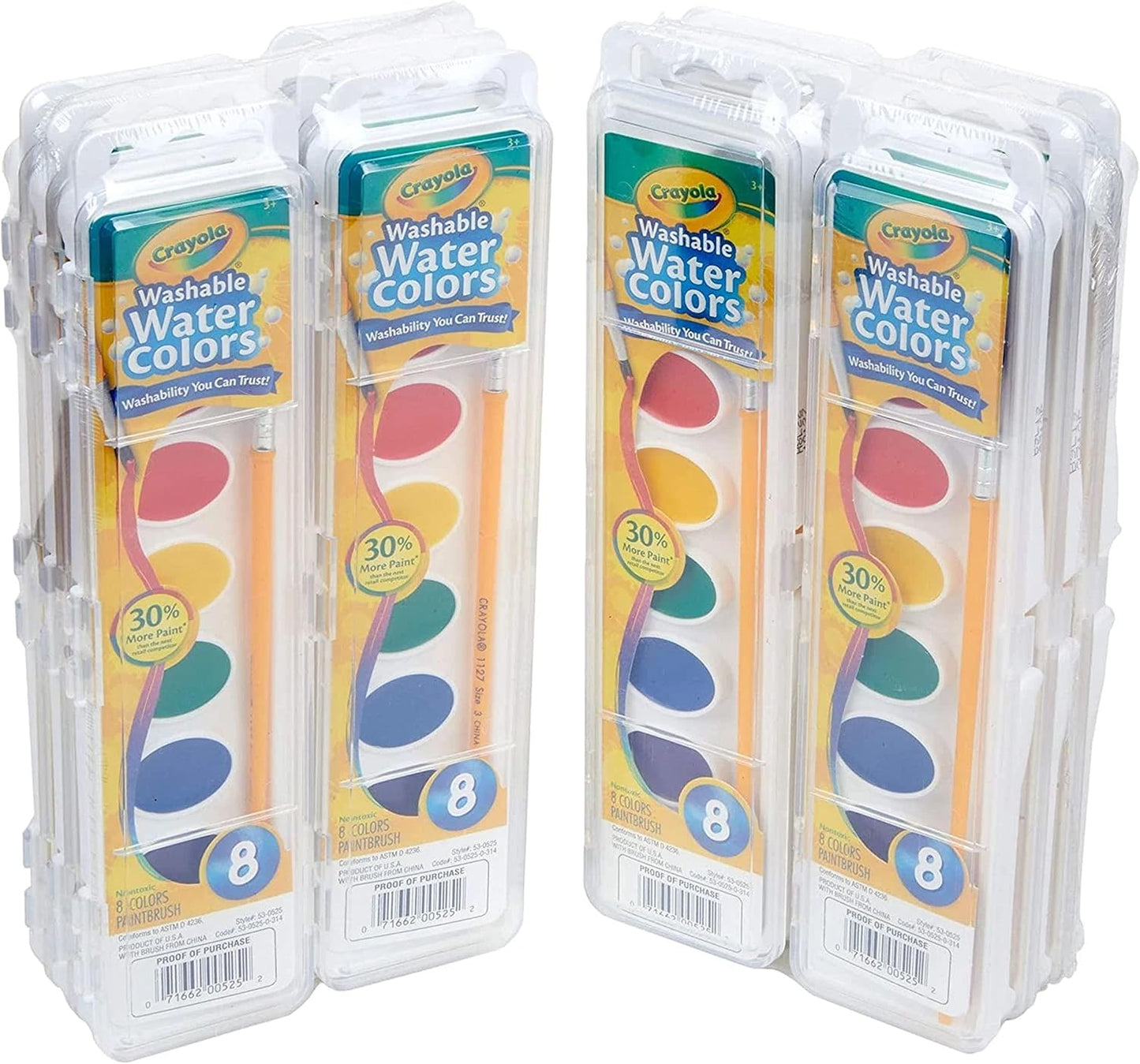 Crayola Washable Watercolor Paint Set A" 12-Pack 8 Colors Each – 12