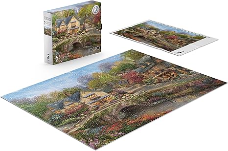 Buffalo Games Buffalo - Silver Select - Thomas Kinkade - Summer in Cobblestone Village - 1000 Piece Jigsaw Puzzle