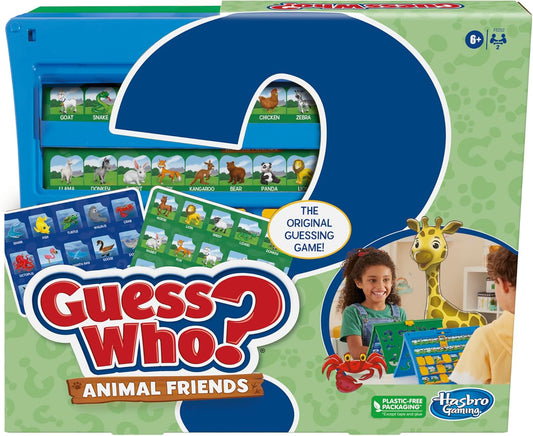 Hasbro Gaming Guess Who Animal Friends Game 2 Double-Sided Animal Sheets 2-Player Board