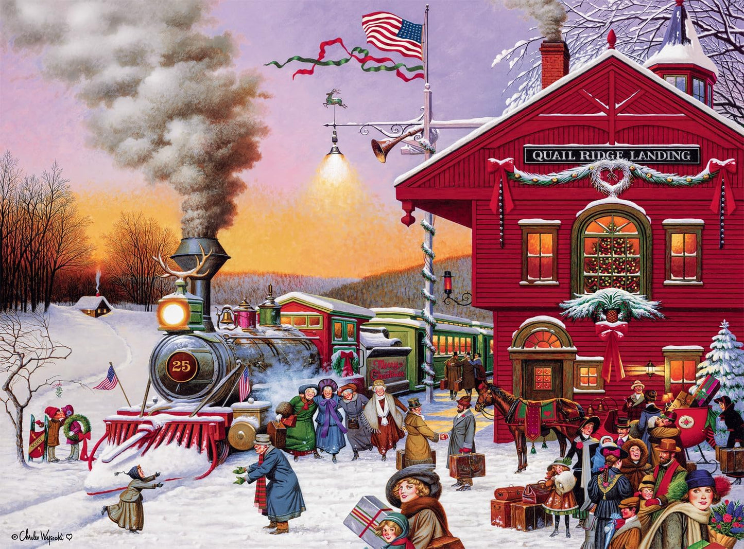 Buffalo Games Buffalo - Charles Wysocki - Whistle Stop Christmas - 1000 Piece Jigsaw Puzzle