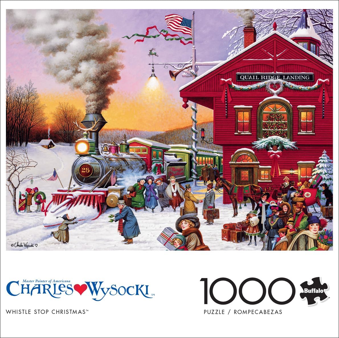 Buffalo Games Buffalo - Charles Wysocki - Whistle Stop Christmas - 1000 Piece Jigsaw Puzzle