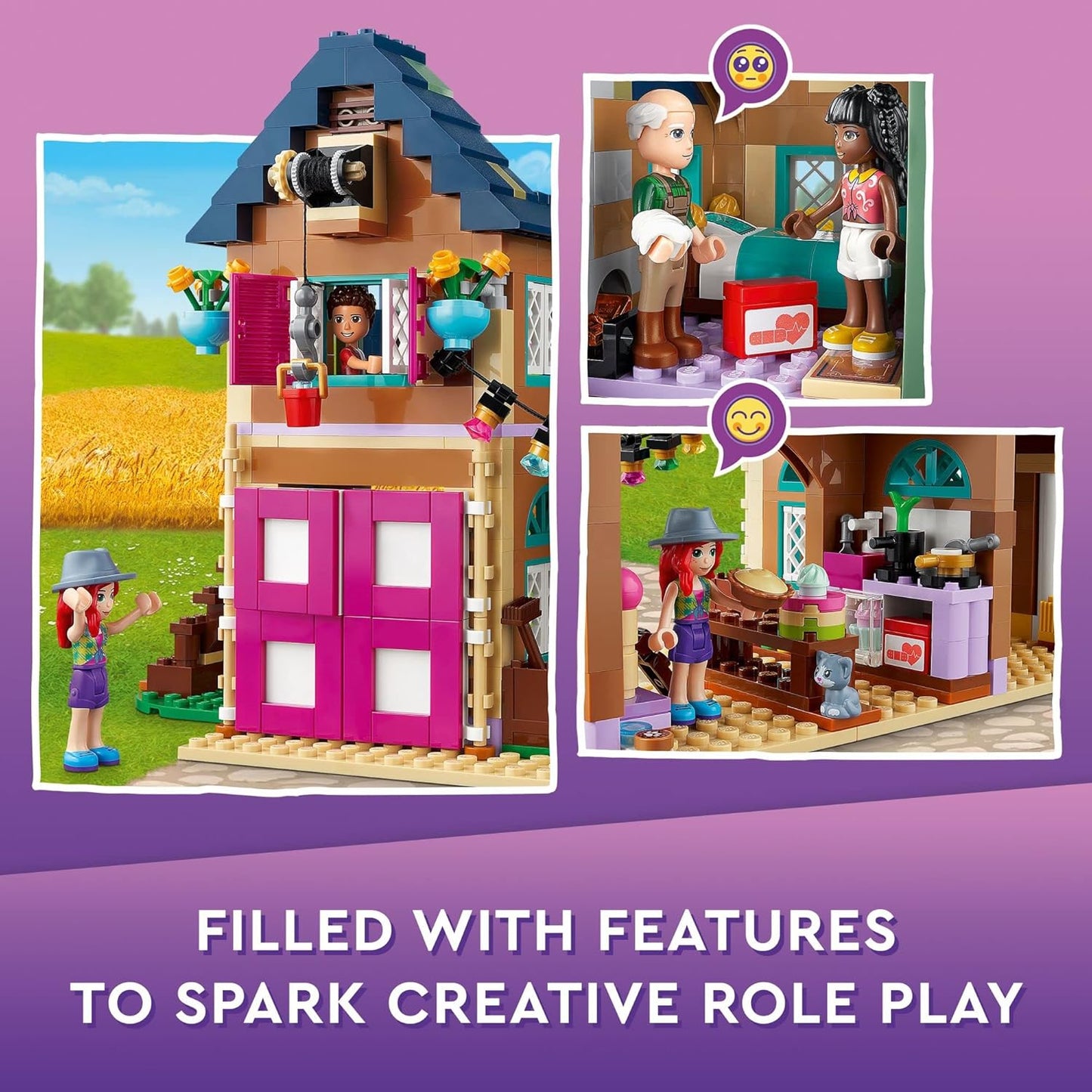 LEGO Friends Organic Farm House Set 41721 with Toy Horse Stable Tractor and Trailer Plus