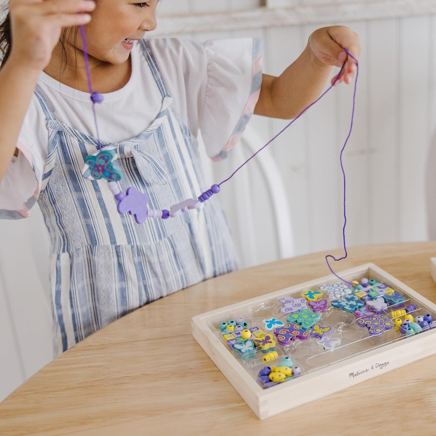 Melissa & Doug Created by Me! Butterfly Beads Kit €€œ 120+ Wooden Beads for Jewelry Making – 120