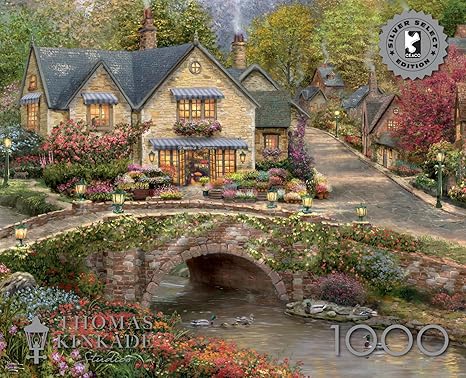 Buffalo Games Buffalo - Silver Select - Thomas Kinkade - Summer in Cobblestone Village - 1000 Piece Jigsaw Puzzle