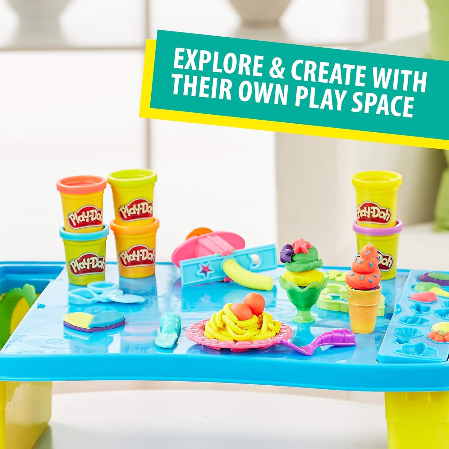 Play-Doh Play 'n Store Table A" 25+ Accessories 8 Cans of Assorted Colors – 25