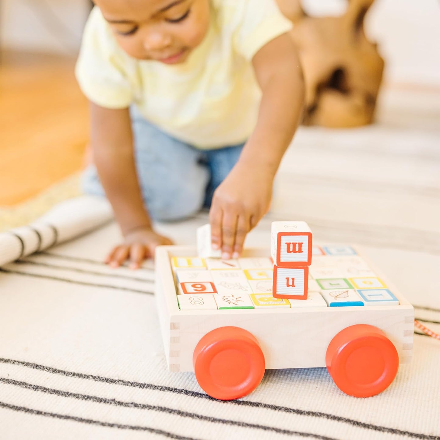 Melissa & Doug Melissa Doug Classic ABC Wooden Block Cart Educational Toy With 30 1-Inch