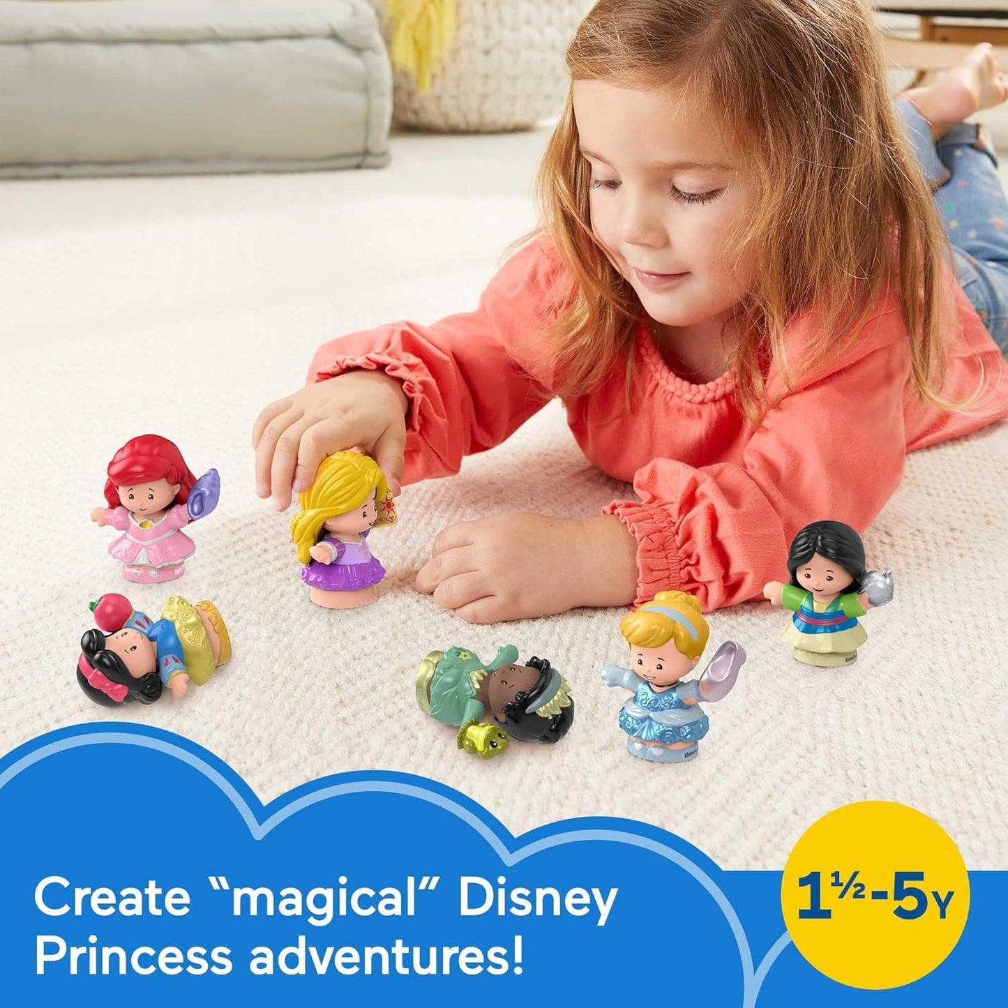 Fisher-Price Little People Toddler Disney Princess Set with 6 Character Figures for