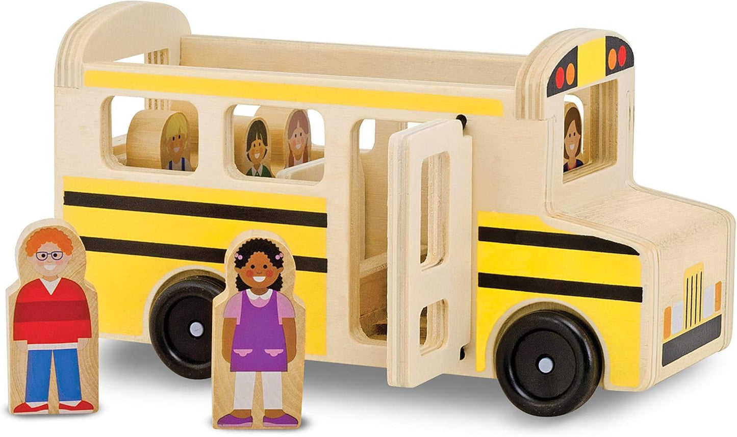 Melissa & Doug Melissa Doug School Bus Wooden With 7 Play Figures School Bus For Classic