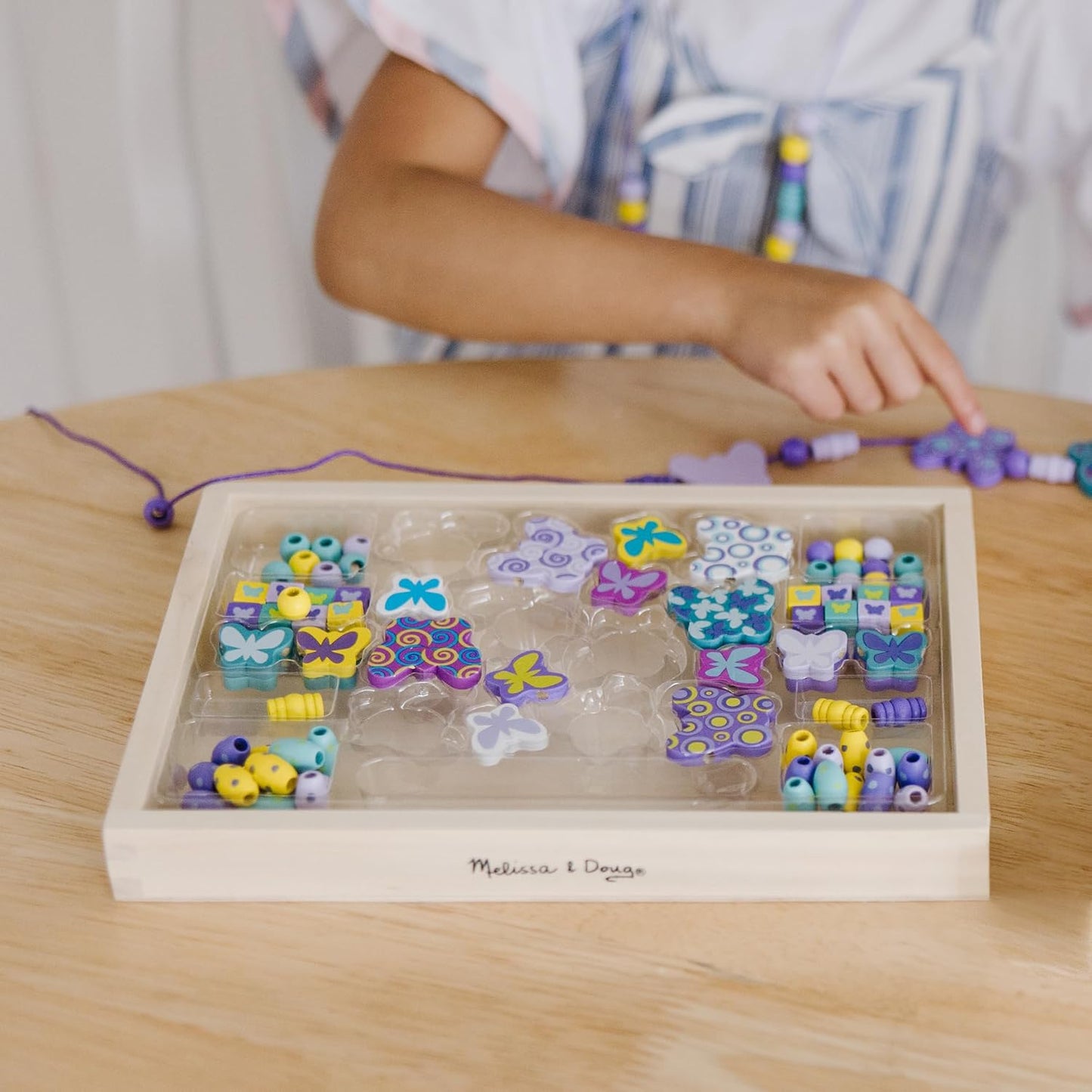 Melissa & Doug Created by Me! Butterfly Beads Kit €€œ 120+ Wooden Beads for Jewelry Making – 120