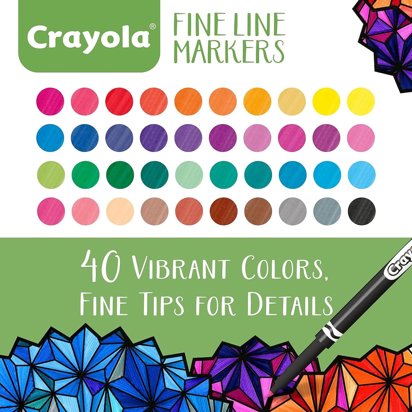 Crayola Fine Line Markers A" 40-Count Thin Markers for Adult Coloring – 40
