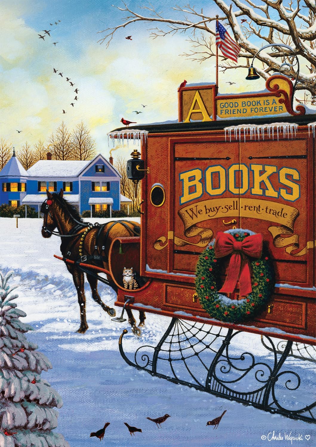 Buffalo Games Buffalo - Charles Wysocki - Book Mobile - 300 Piece Jigsaw Puzzle