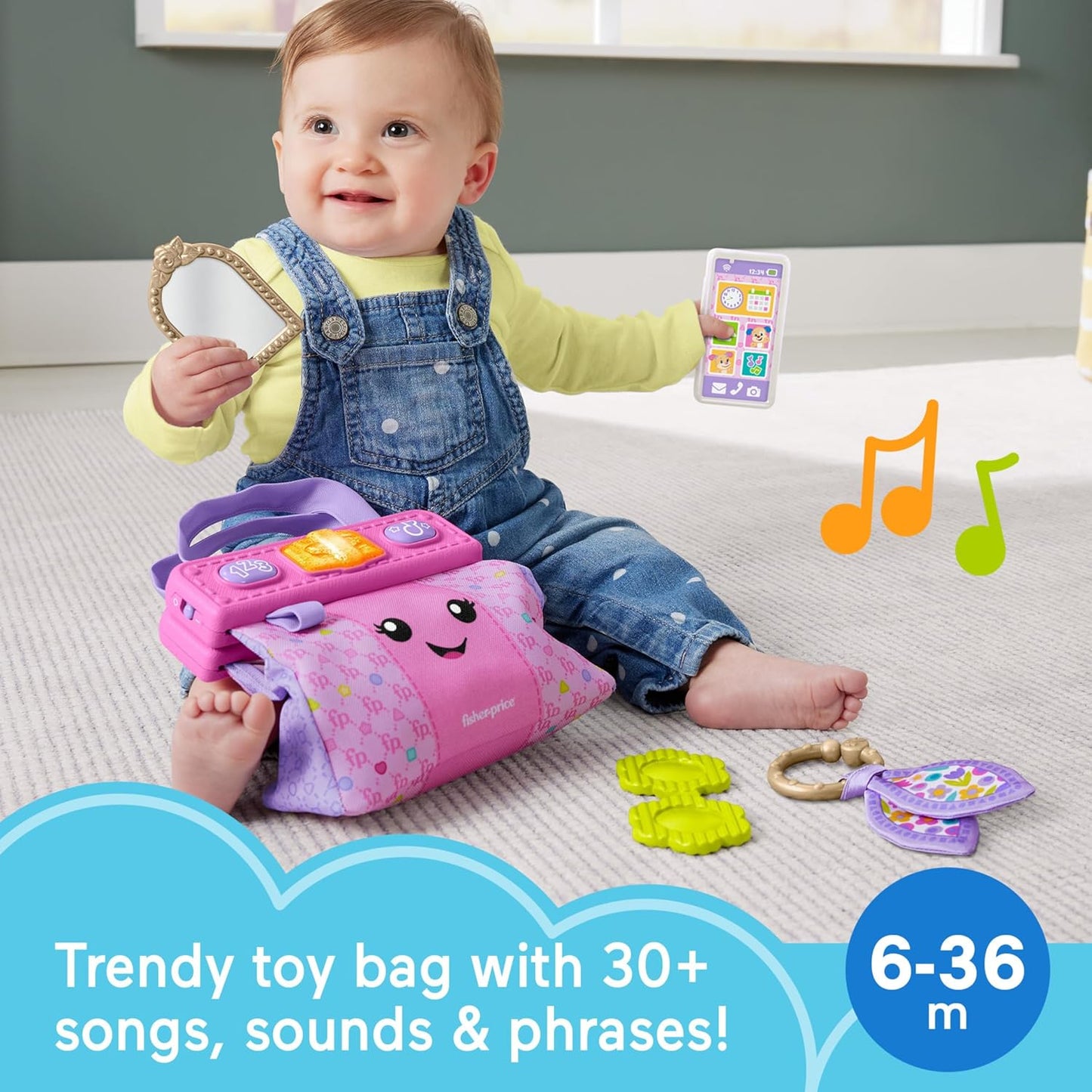 Fisher-Price Baby Toddler Toy Laugh Learn My Smart Purse with Lights Smart Stages