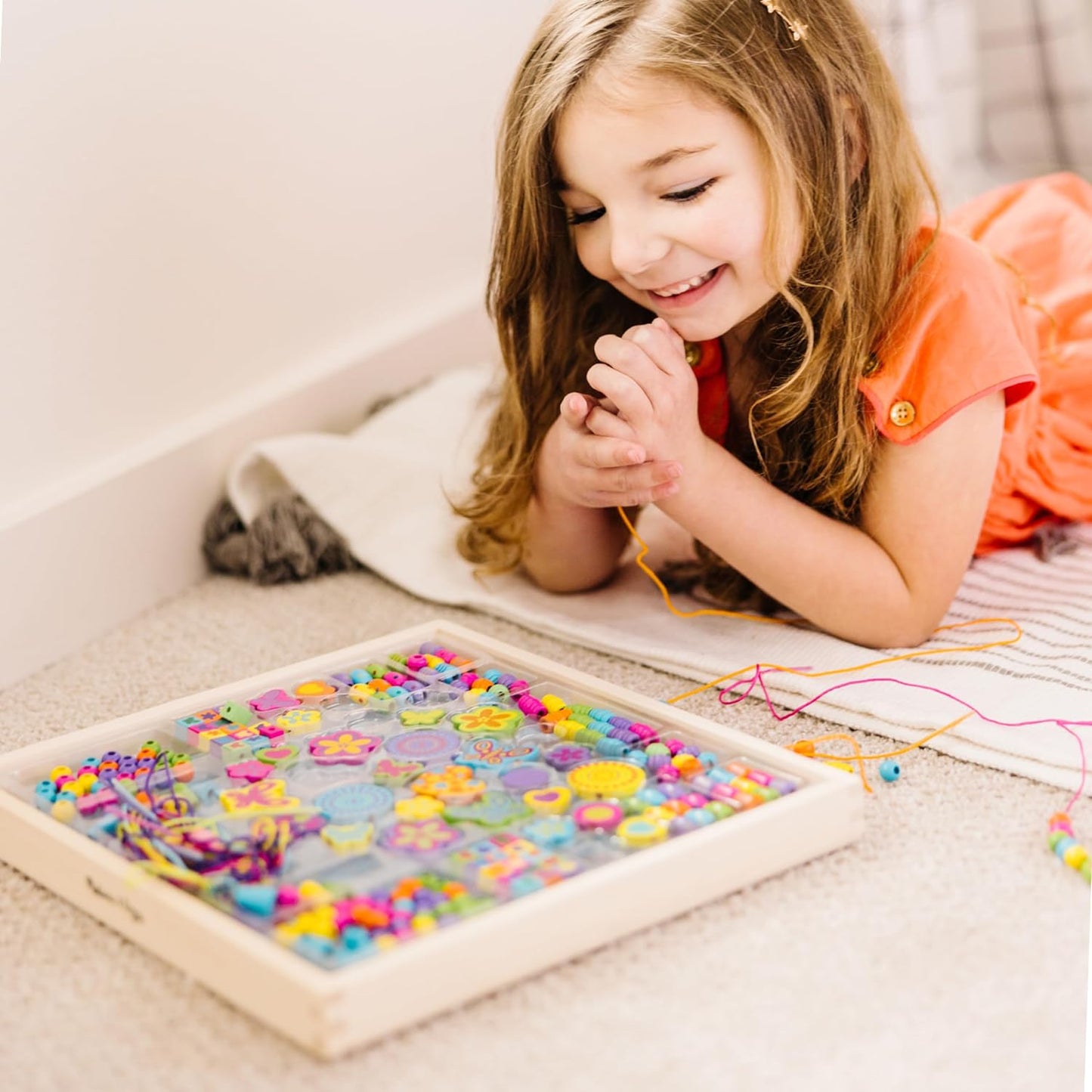 Melissa & Doug Bead Bouquet Set A" 220+ Wooden Beads for Jewelry Making – 220