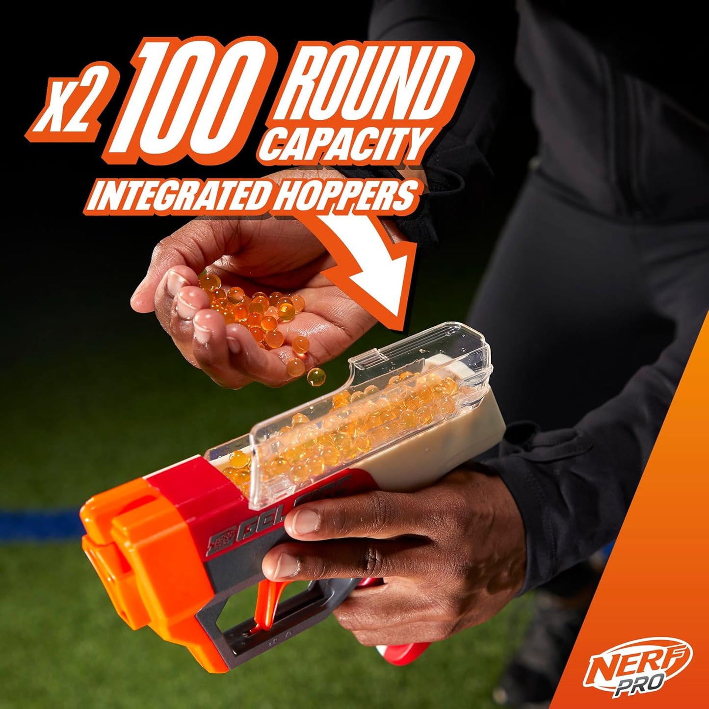 Nerf Pro Gelfire Dual Wield Pack 2 Blasters No-Prime Firing 5000 Gelfire Rounds 2X 100