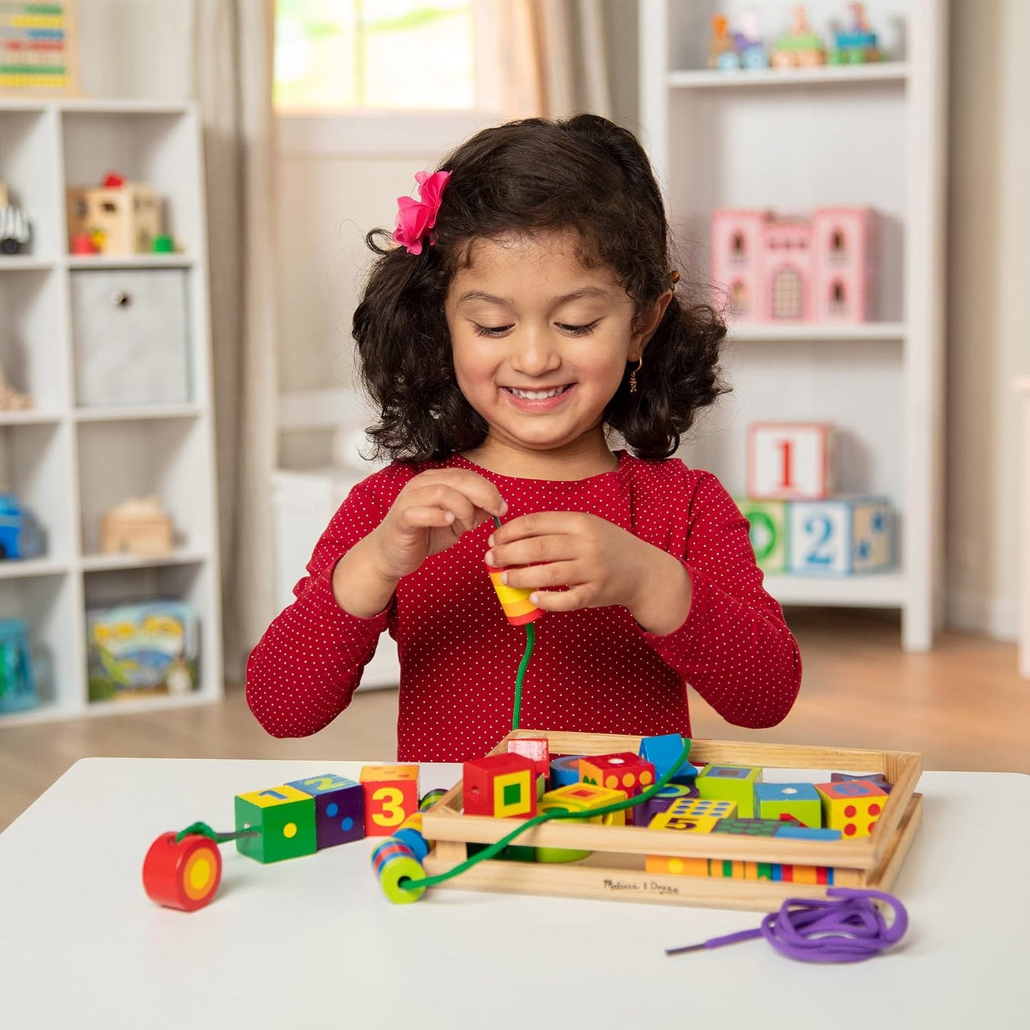 Melissa & Doug Melissa Doug Deluxe Wooden Lacing Beads - Educational Activity With 27