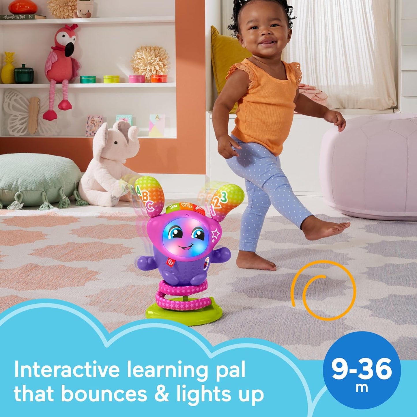 Fisher-Price DJ Bouncin' Star A" Musical Toy with Lights & Bouncing Action for Babies 6+ Months – 6
