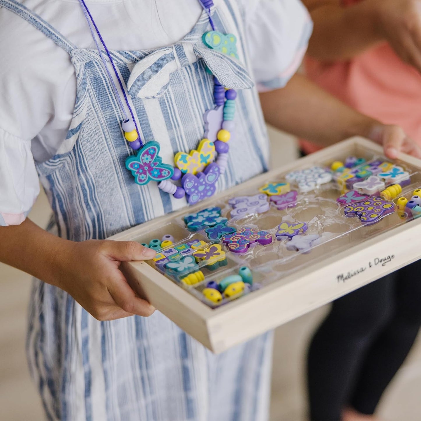 Melissa & Doug Created by Me! Butterfly Beads Kit €€œ 120+ Wooden Beads for Jewelry Making – 120