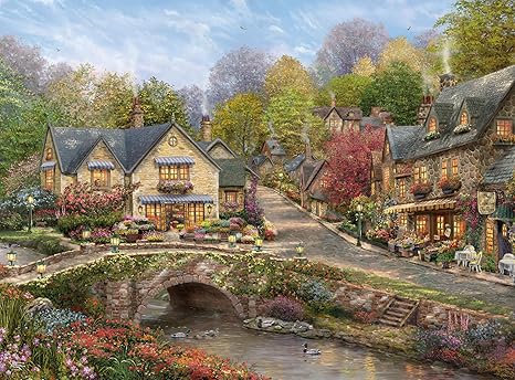 Buffalo Games Buffalo - Silver Select - Thomas Kinkade - Summer in Cobblestone Village - 1000 Piece Jigsaw Puzzle