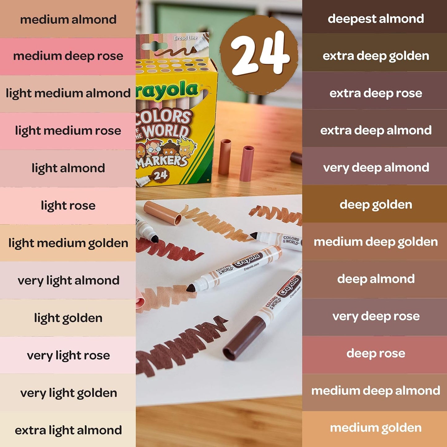 Crayola Colors of the World Markers A" 6 Skin Tone Markers 24ct Bulk Set – 6