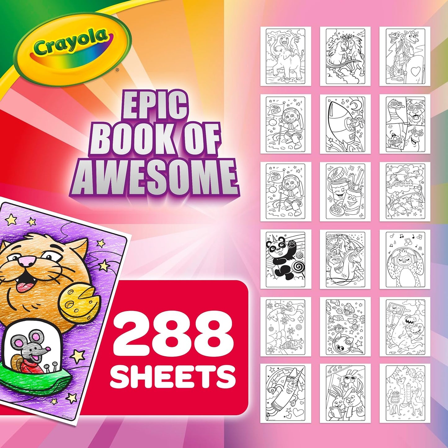 Crayola Epic Book of Awesome A" 288-Page Coloring Book – 288