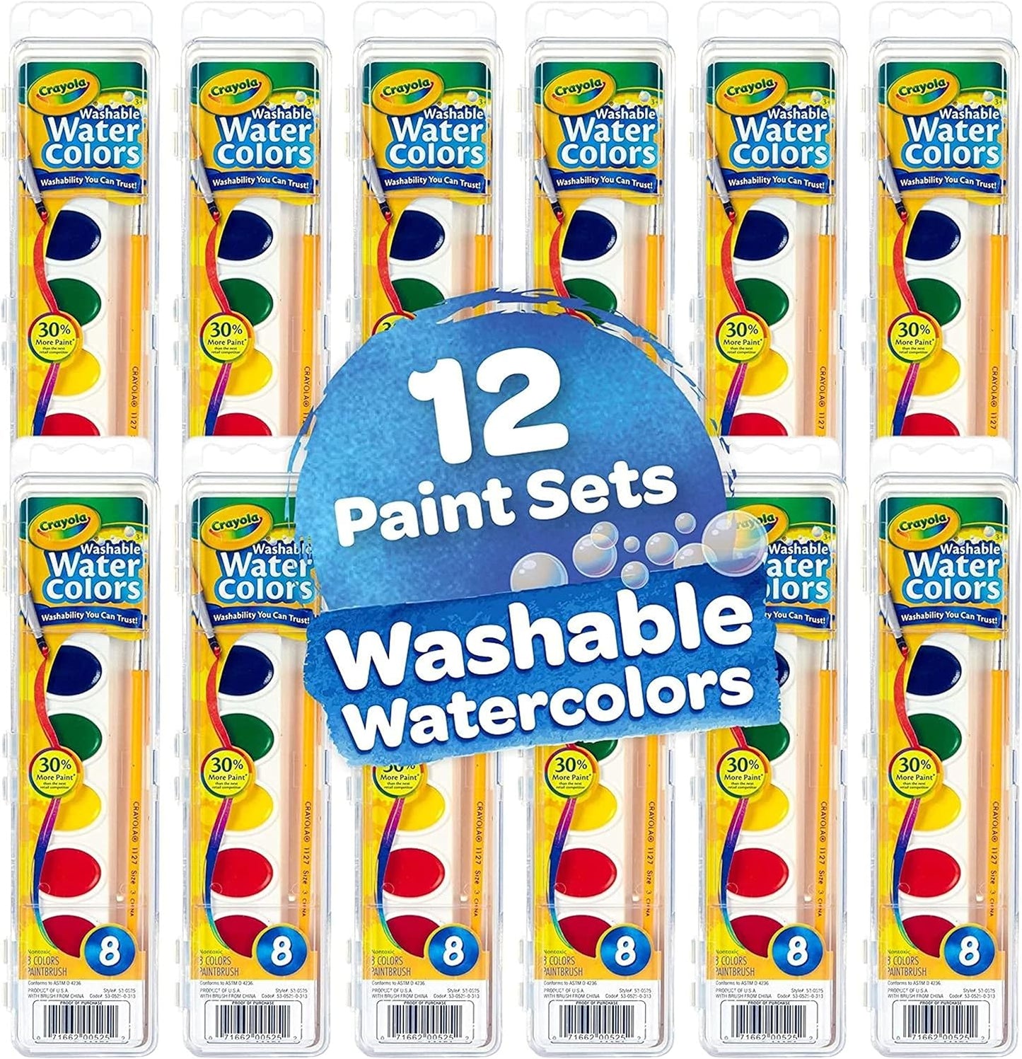 Crayola Washable Watercolor Paint Set A" 12-Pack 8 Colors Each – 12