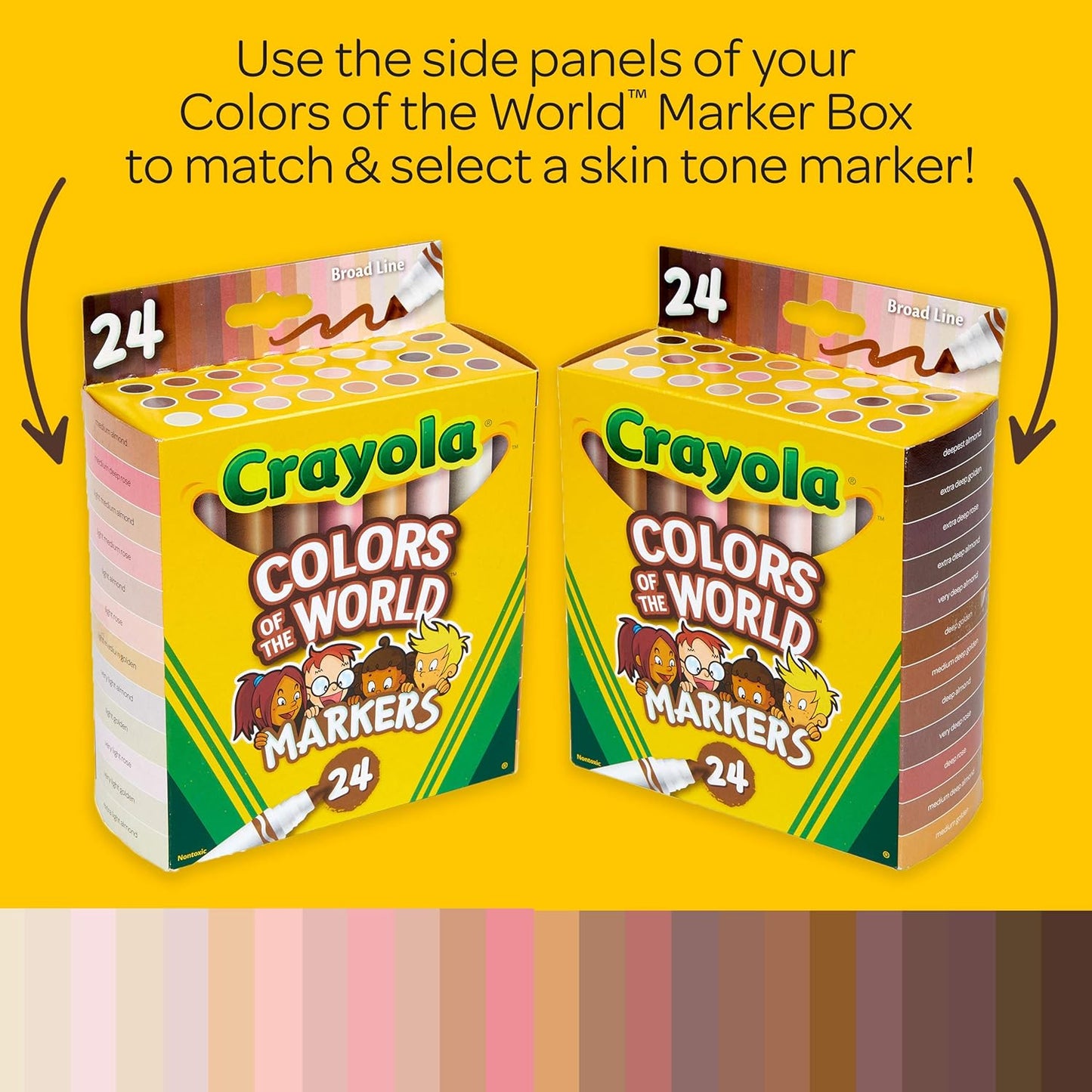 Crayola Colors of the World Markers A" 6 Skin Tone Markers 24ct Bulk Set – 6