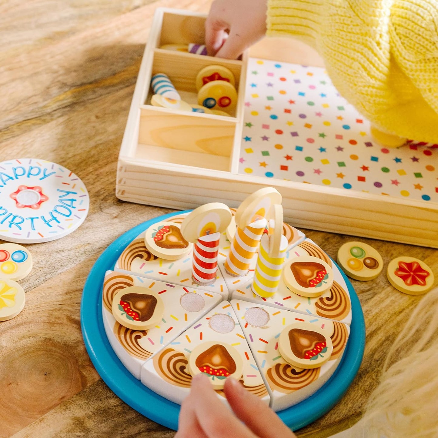 Melissa & Doug Melissa Doug Birthday Party Cake - Wooden Play Food With Mix-n-Match