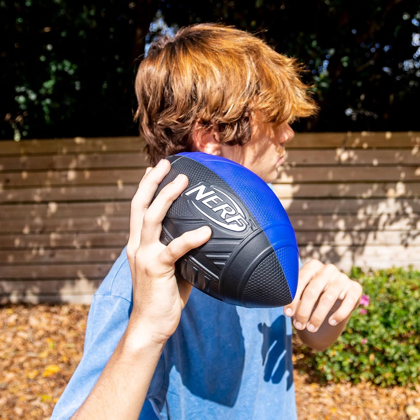 Nerf Pro Grip Football Blue Classic Foam Ball Easy to Catch Throw Balls for Sports