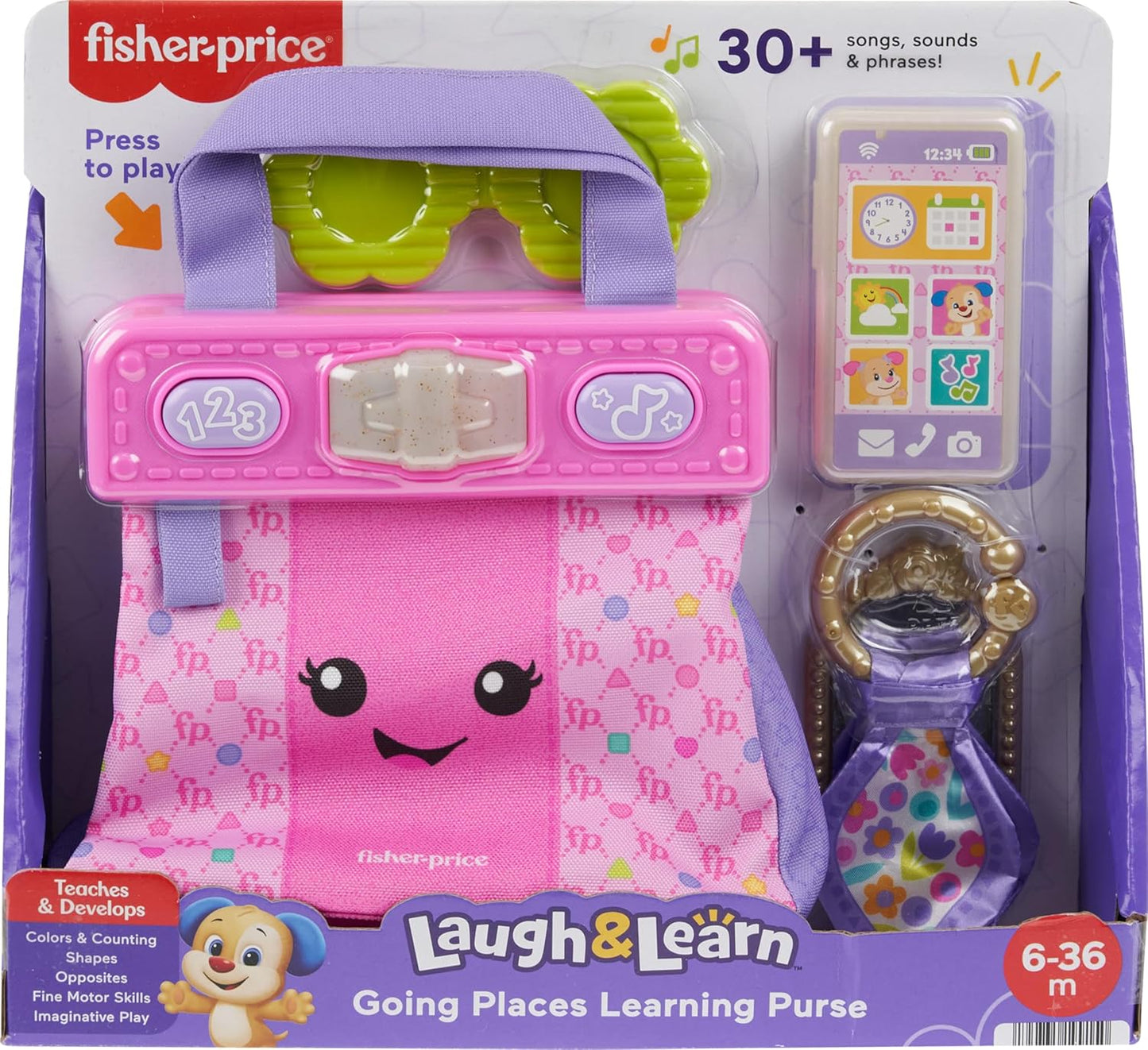 Fisher-Price Baby Toddler Toy Laugh Learn My Smart Purse with Lights Smart Stages