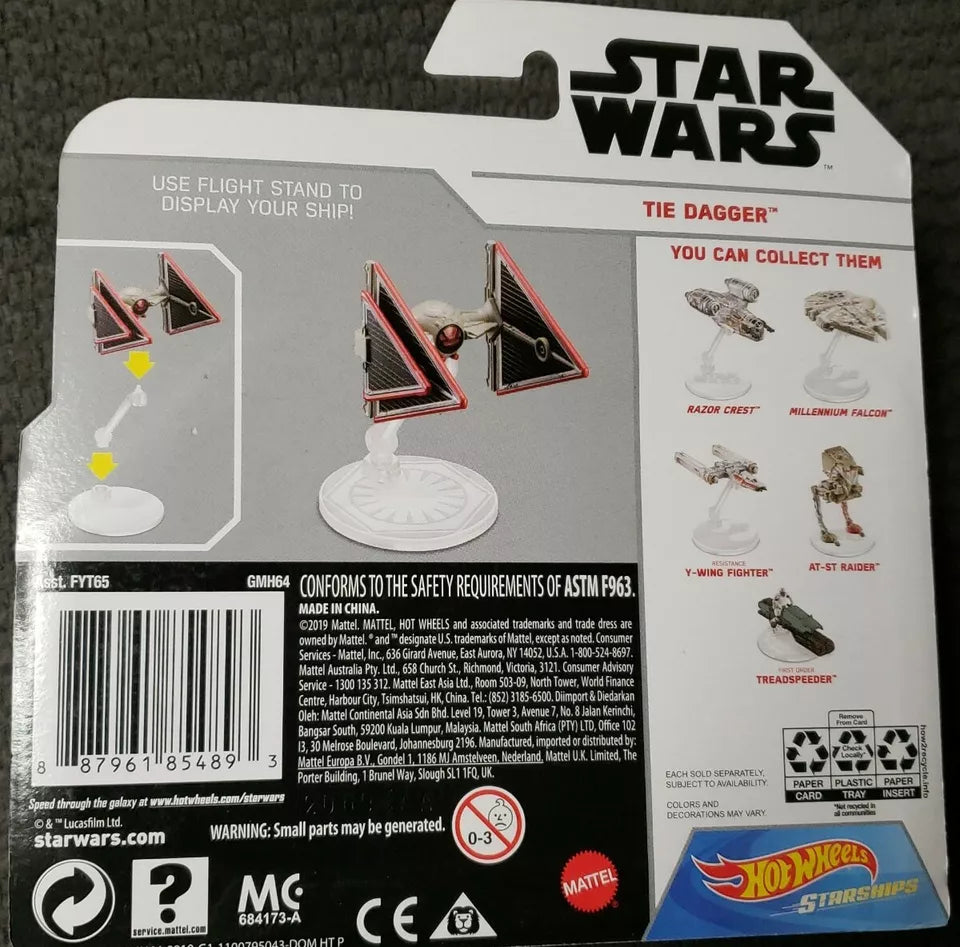 STAR WARS Hammond toys Tie Dagger Hot Wheels Star Wars Starship