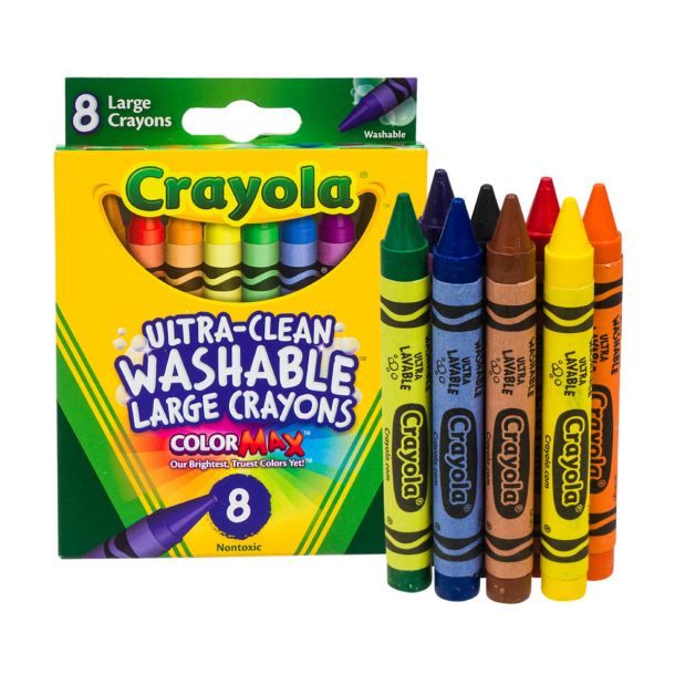 Crayola 8 Count Ultra Clean Washable Large Crayons Color Max (Pack of 3) – 8