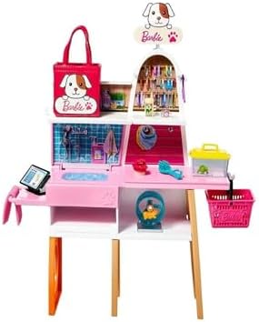 Barbie Doll Playset Pet Boutique with 4 Pets Color-Change Grooming Feature 20 Themed