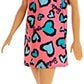Barbie Brunette Wearing Pink and Blue Heart-Print Dress and Platform Sneakers for 3 to 7