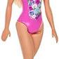Barbie Fashion Doll Beach-Themed with Blonde Hair Pink Blue Floral Swimsuit