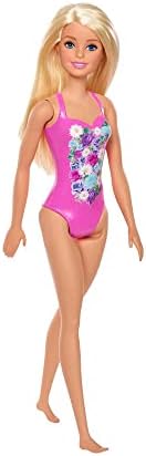 Barbie Fashion Doll Beach-Themed with Blonde Hair Pink Blue Floral Swimsuit
