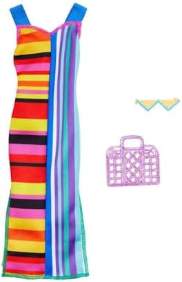 Barbie Fashion Pack of Doll Clothes Complete Look Set with Striped Dress and